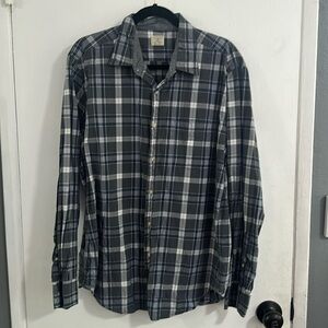 J Crew Gray Plaid Long Sleeve Cotton Dress Shirt